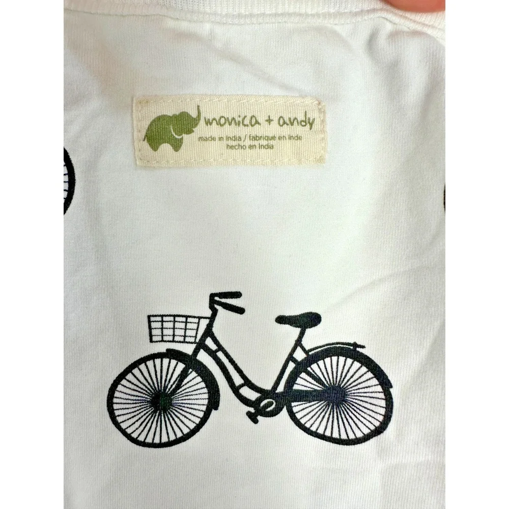 Monica + Andy Swaddle Blanket Baby OS White Bicycle Print Organic Cotton Stretch